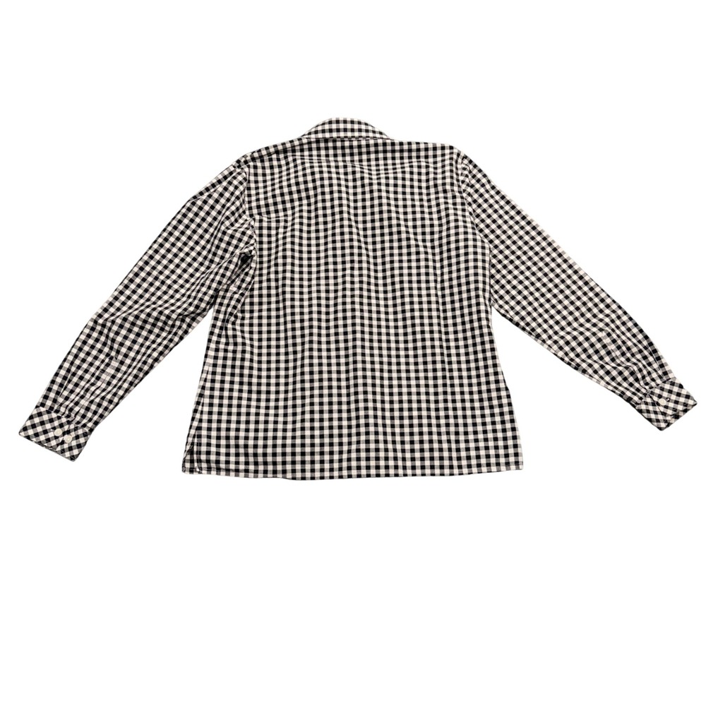 Ann Taylor Petites Black White Gingham Button Down Shirt Long Sleeve MP Cotton - Picture 2 of 6